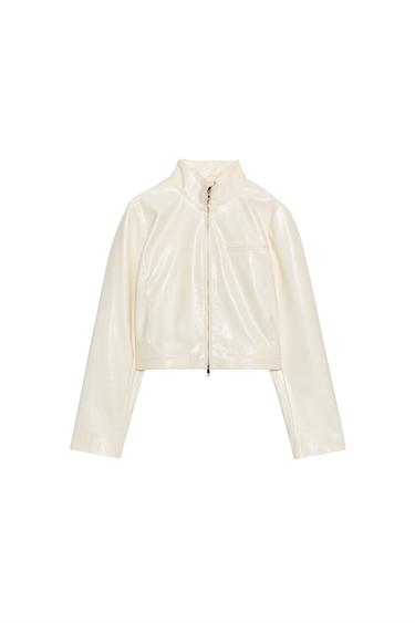 CHAQUETA EFECTO PIEL - Blanco roto de Zara