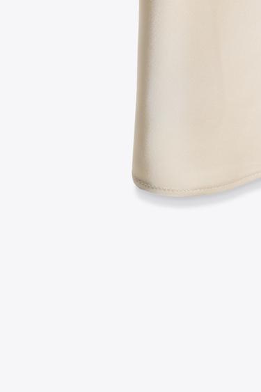 JUPE MIDI SATINÉE - Gris / Beige de Zara - Image 8