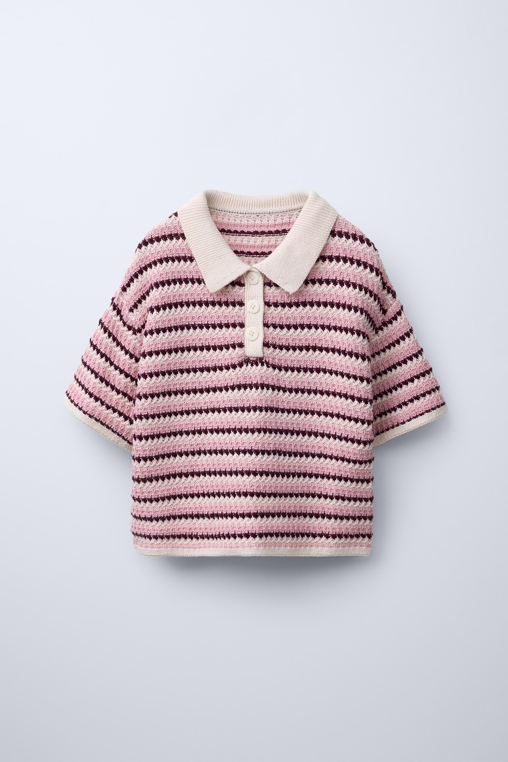 ★ZARA★ STRIPED KNIT POLO SHIRT STRIPED KNIT POLO - Ink blue | ZARA United States