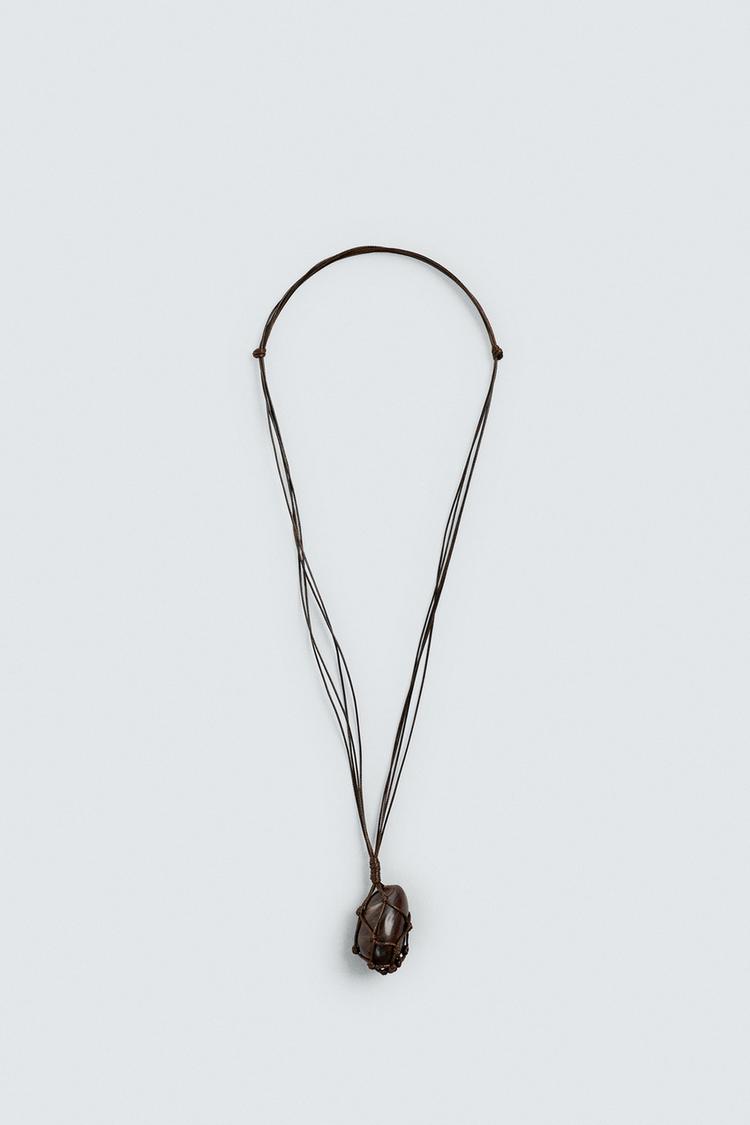 ZARA CORD NECKLACE WITH RED PENDANT
