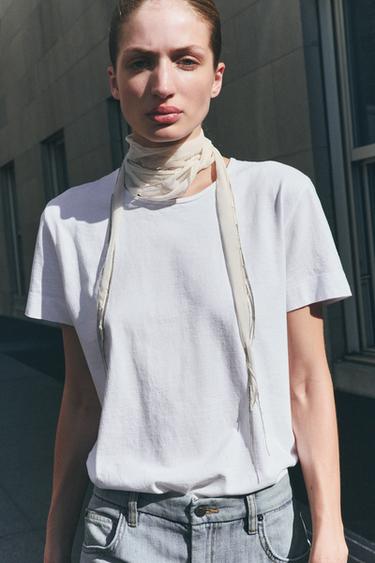BEADED FRINGE SCARF - Ecru by Zara - Image 0