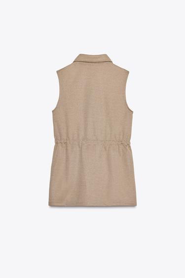 BUTTONED TWILL WAISTCOAT - Beige by Zara - Image 6
