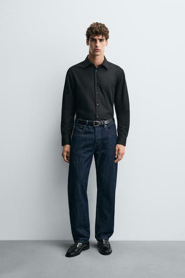 Zara EASY CARE TEXTURED SHIRT - Black - Image 0