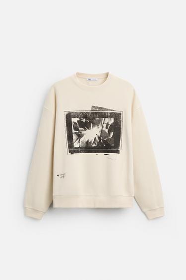 SUDADERA ESTAMPADO FOTOGRÁFICO - Blanco roto de Zara