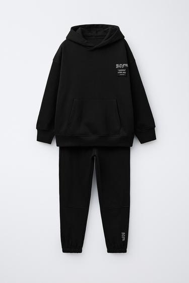 SLOGAN HOODIE AND JOGGERS SET - Black by Zara