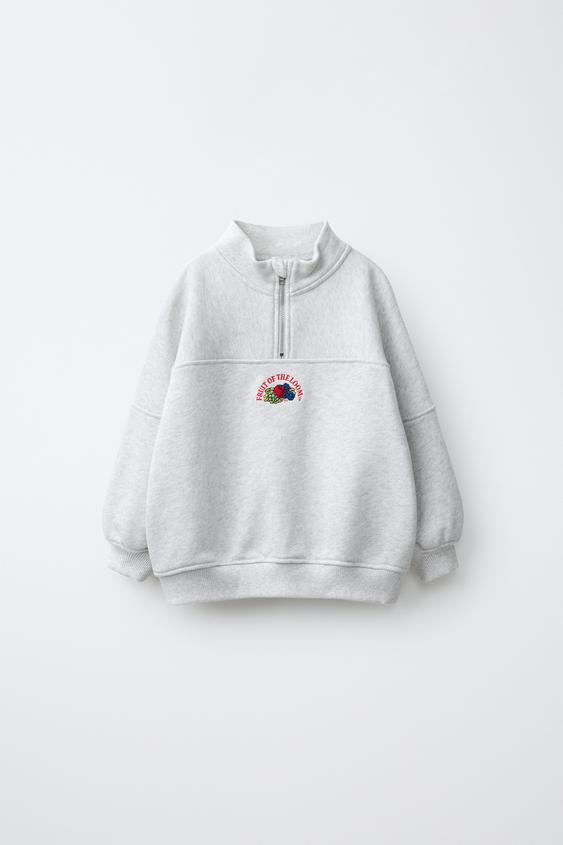 FRUIT OF THE LOOM™ EMBROIDERED SWEATSHIRT - Grey marl by Zara - Image 0
