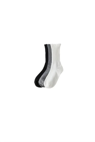 TERRY CREW SOCKS - THREE PACK — Black / White 1