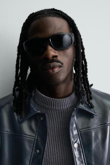 SURCHEMISE EFFET VINYLE - Bleu marine foncé de Zara - Image 5