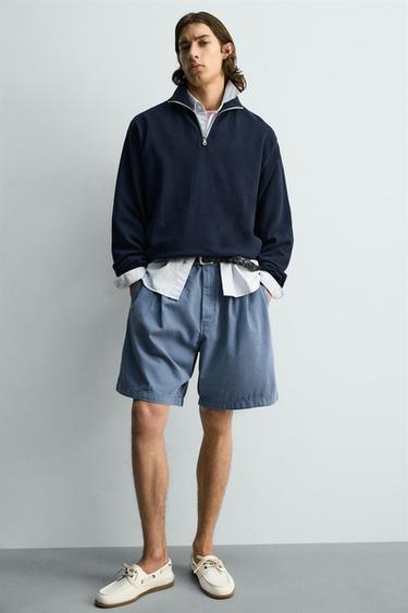 SWEAT PIQUÉ COL ZIPPÉ - Bleu marine de Zara - Image 4