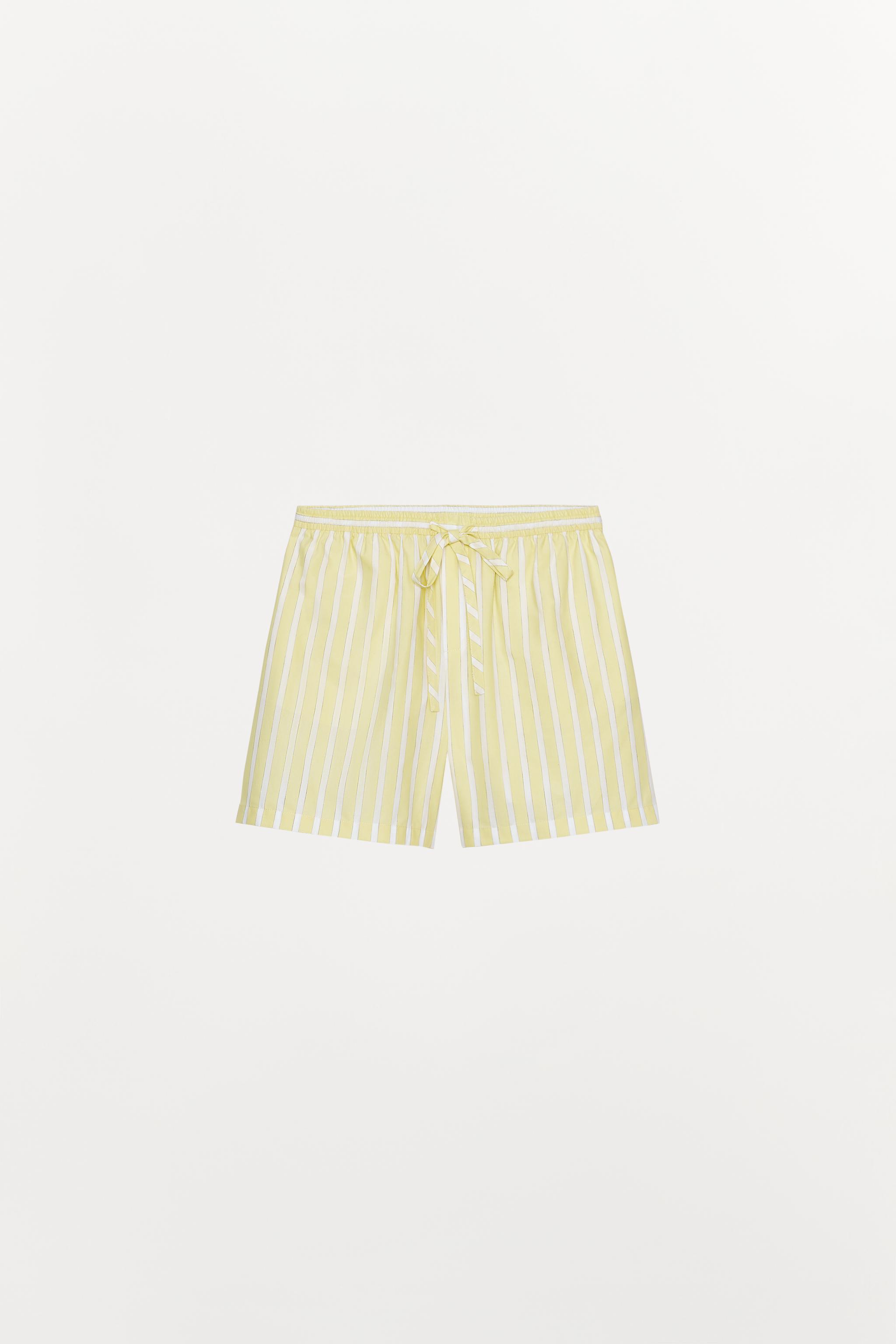 ZARA ストライプ柄パジャマバミューダパンツ 9404/002 ストライプ柄パジャマバミューダパンツ - イエロー | ZARA Japan