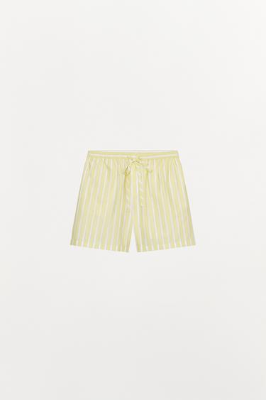 برمودا طراز بيجامة مخطط - أصفر الخاص بـ Zara