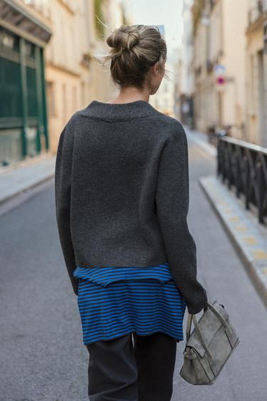 V-NECK CARDIGAN - Anthracite grey by Zara - Image 3