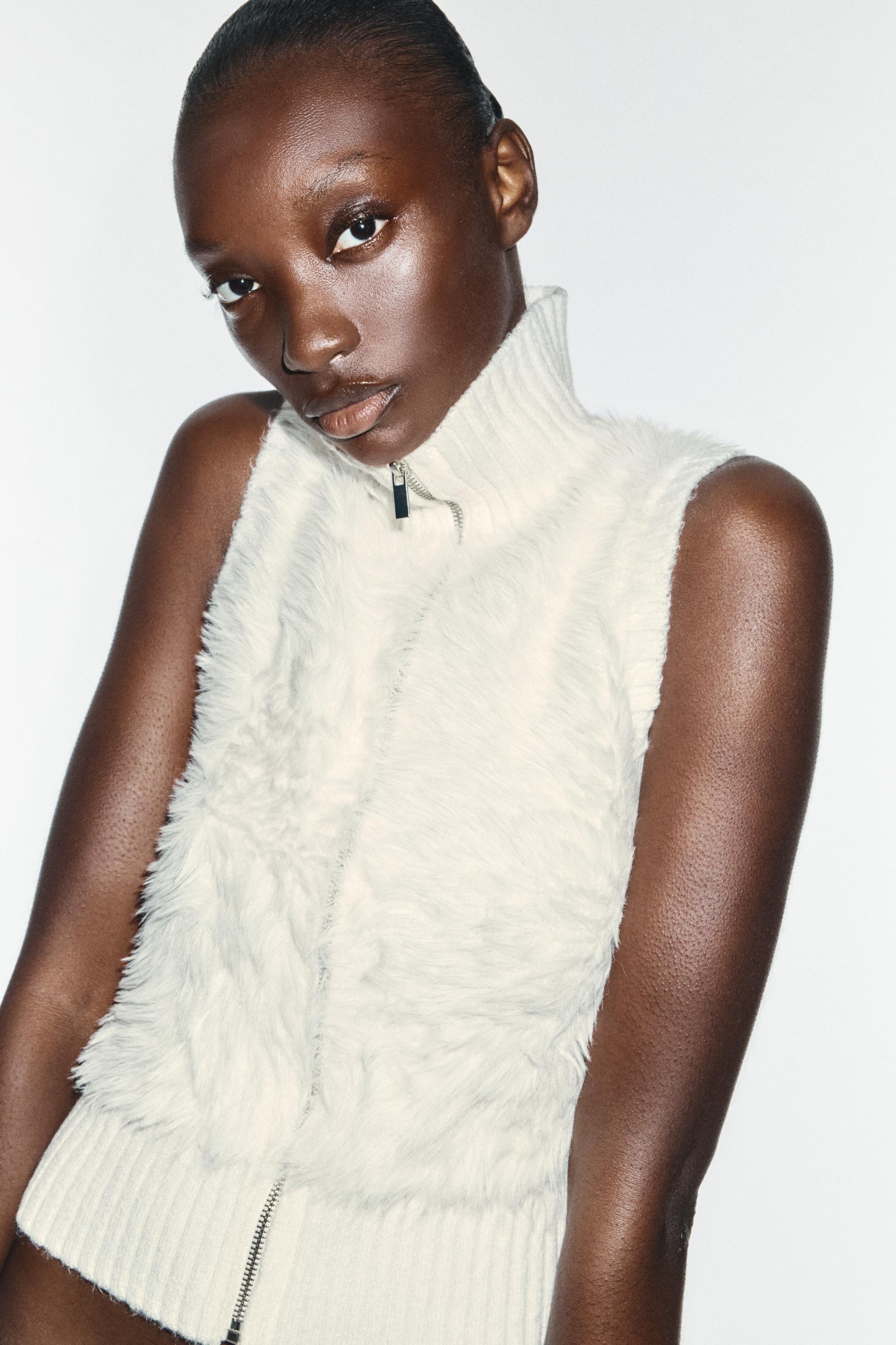 FAUX FUR COMBINED VEST