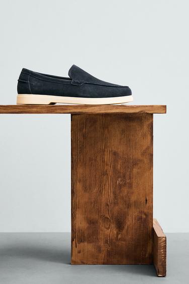 Zaras VARDAGSLOAFERS I SKINN - Blå