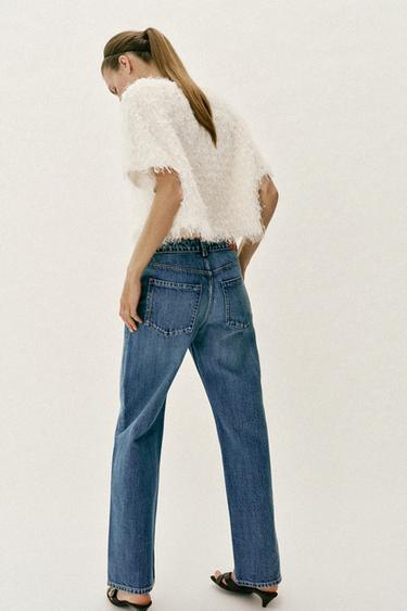 JEANS Z1975 STRAIGHT TIRO ALTO LONG LENGTH - Azul medio de Zara