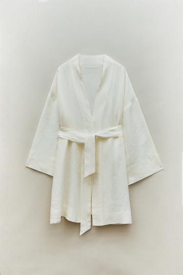 LINEN DRESSING GOWN - Ecru by Zara - Image 5