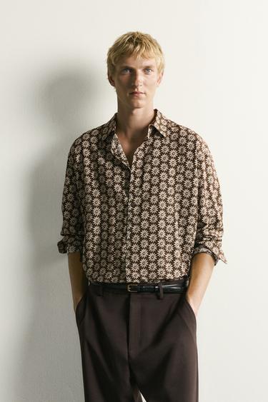 FLOWING DAISY PRINT SHIRT - Dark brown by Zara