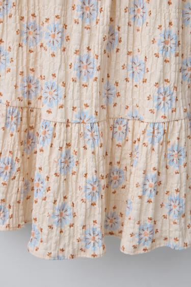 ROBE TEXTURÉE VOLANTS FLEURS - Beige clair de Zara - Image 3