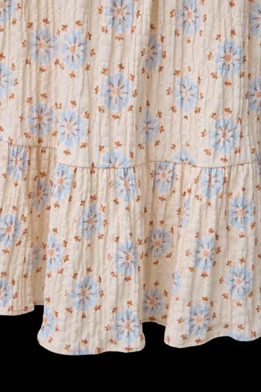 TEXTURED DRESS WITH FLORAL RUFFLES - Light beige by Zara