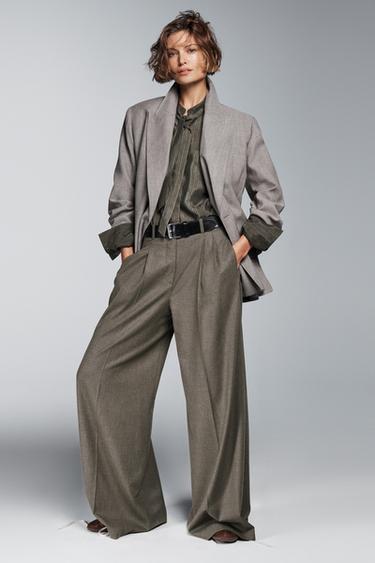 Zara OVERSIZED WOOL BLAZER ZW COLLECTION - Beige-brown