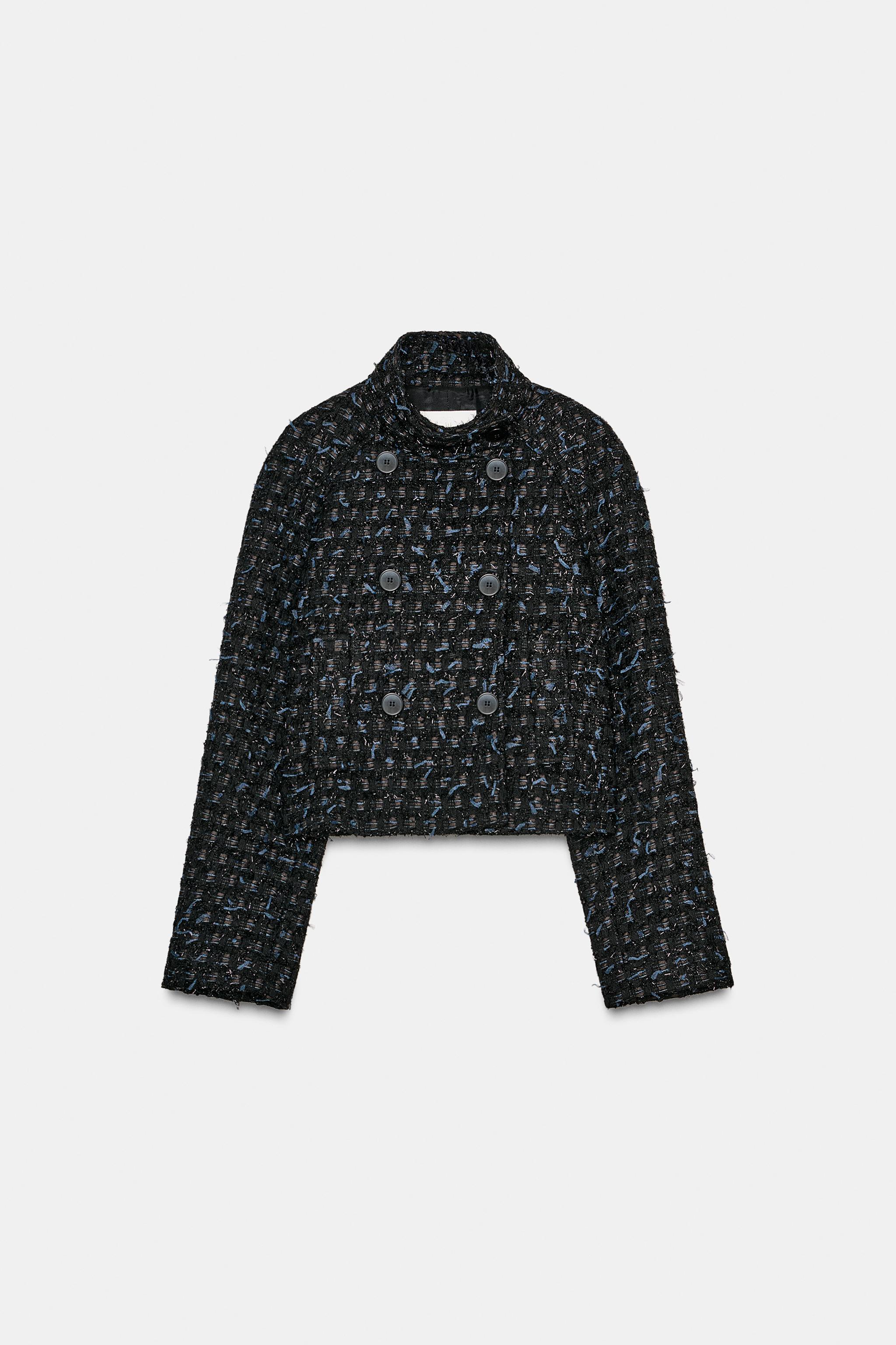 METALLIC THREAD TEXTURED WRAP JACKET