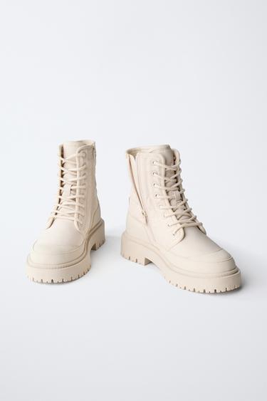 BOTTINES MATELASSÉES - Blanc écru de Zara - Image 2