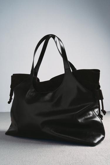 LIMITED EDITION LEATHER MAXI SHOPPER BAG - Chocolate by Zara