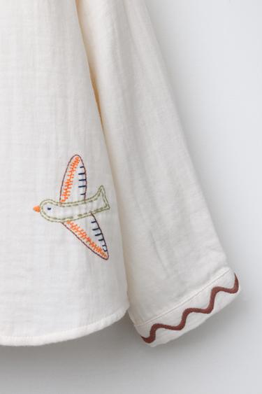 EMBROIDERED SHIRT - Ecru by Zara - Image 3