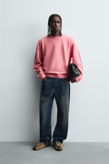 Zara TEXTURED SWEATER WITH REVERSE EFFECT SEAMS - Pink - Image 0