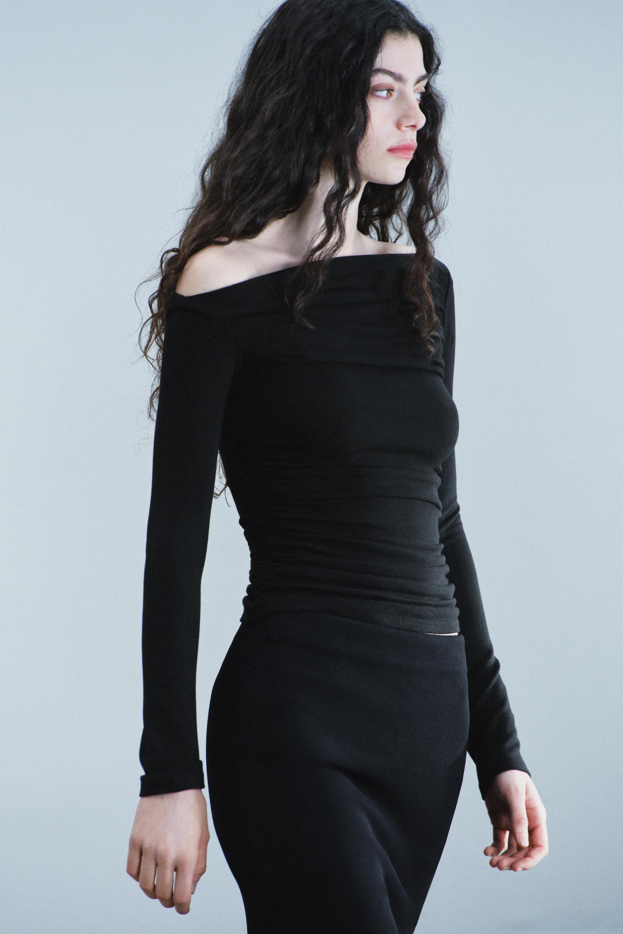 ASYMMETRICAL DRAPED TOP