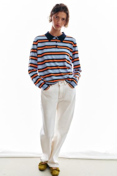 STRIPED KNIT POLO SHIRT - Multicoloured by Zara - Image 0