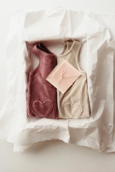 HEART POCKET CORDUROY PINAFORE DRESS - Ecru by Zara