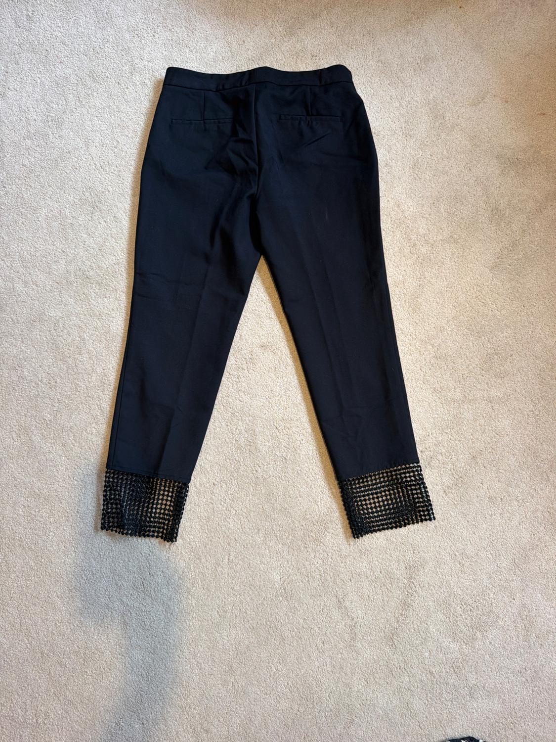 LOW RISE SMART BLACK CROPPED TROUSERS WITH CROCHET DETAIL - Image 2