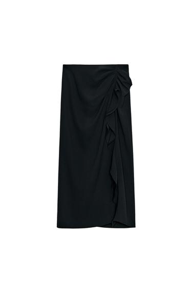 ZW COLLECTION FRILL MIDI SKIRT - Black by Zara