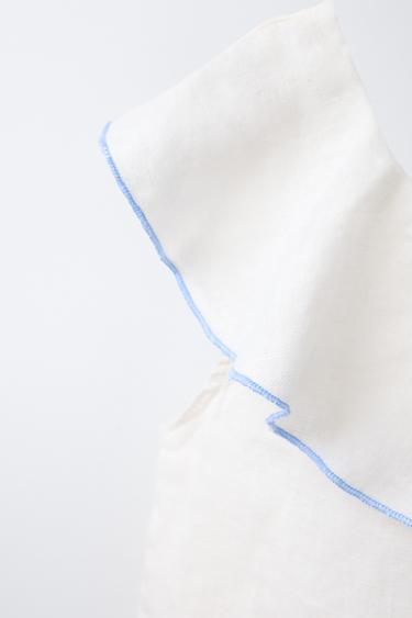 100% LINEN ASYMMETRIC TOP - Light ecru by Zara - Image 2