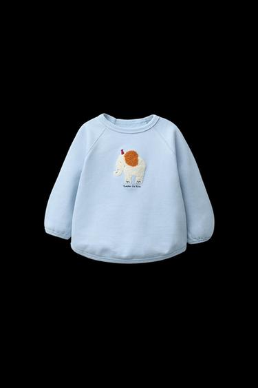 Zara TERRY PATCH SWEATSHIRT - Light blue