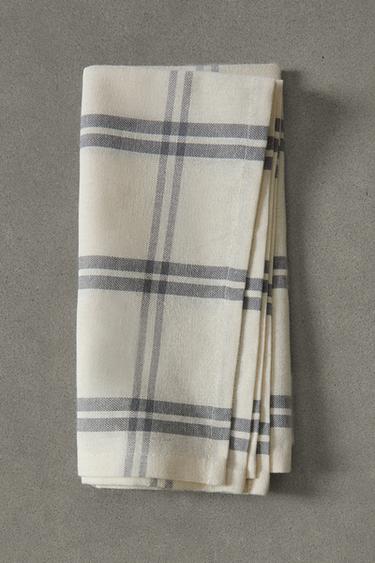 CONJUNTO DE GUARDANAPOS DE ALGODÃO XADREZ (CONJUNTO DE 2) - Azul / Cinza da Zara