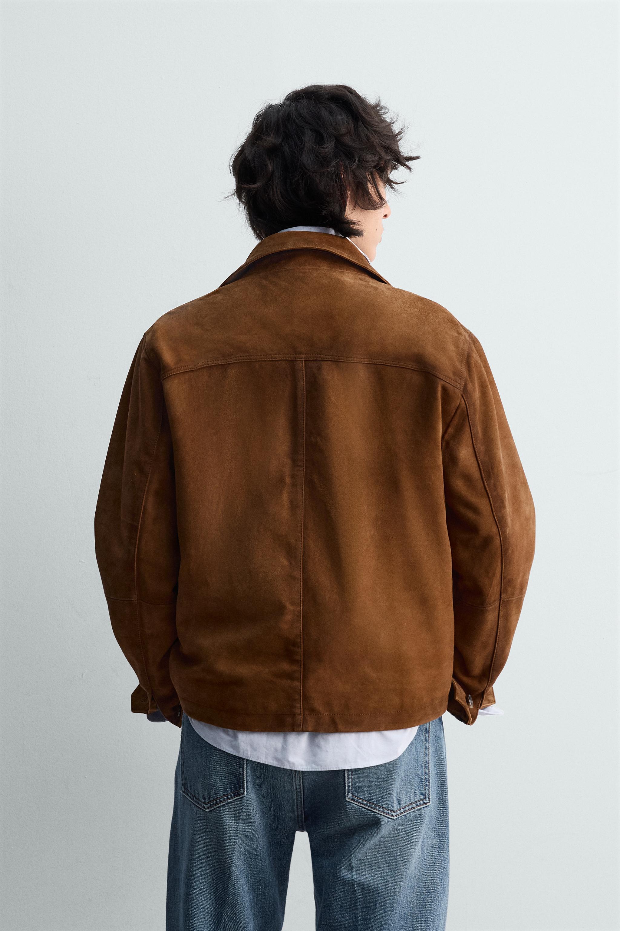 BLOUSON RELAXED EN CUIR ET DAIM