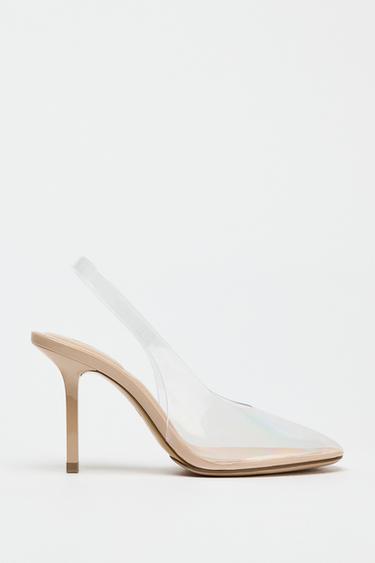 VINYL HIGH-HEEL SLINGBACK SHOES - Light beige by Zara