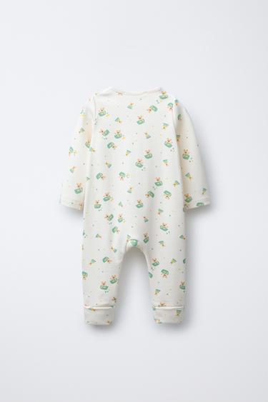 BEAR PRINT CONVERTIBLE FOOT SLEEPSUIT - Ecru by Zara - Image 3