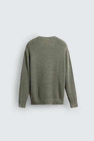 RIBBED WASHED SWEATER - Green by Zara - Image 8