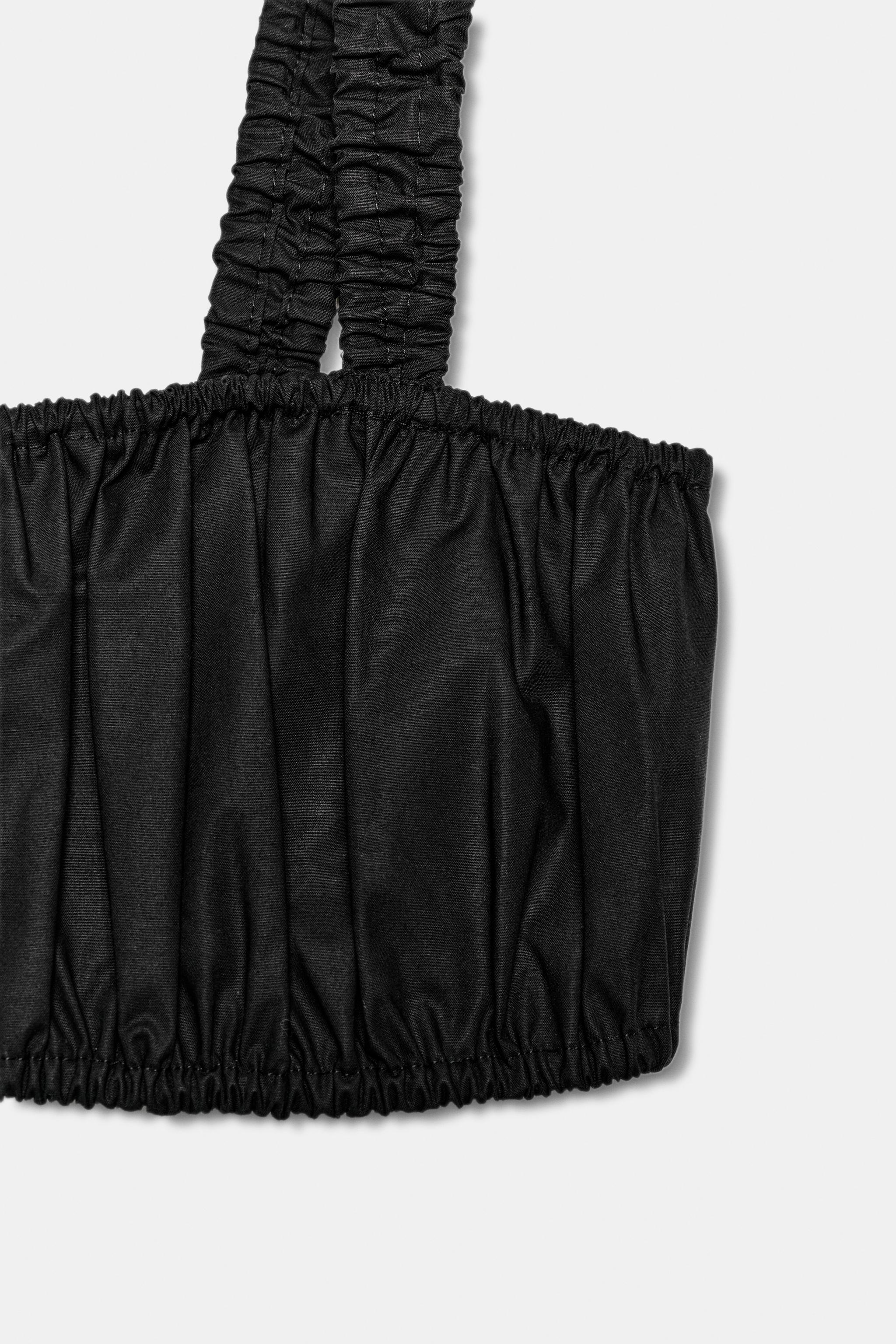 POPLIN RUCHED CROP TOP