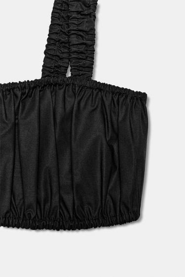 TOP COURT EN POPELINE À FRONCES - Noir de Zara - Image 7