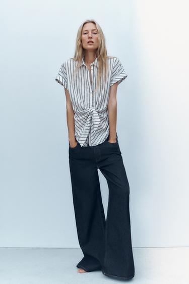 JEANS Z1975 WIDE LEG بخصر عال - أزرق الخاص بـ Zara