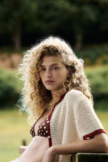 KNITTED POLO CARDIGAN - Ecru by Zara - Image 1