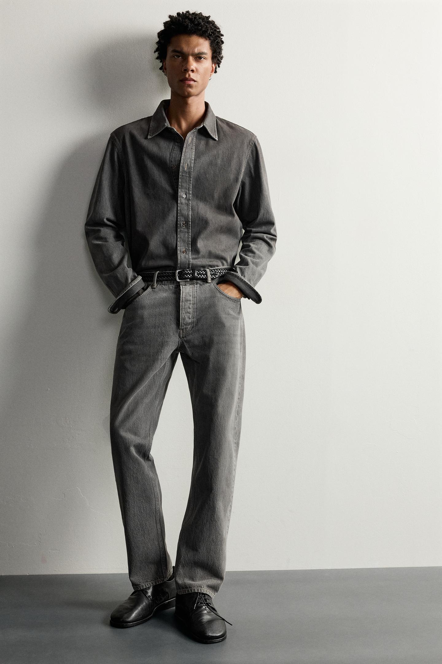 Мужские джинсы Zara Regular Fit, цвет: Серый — фото 5