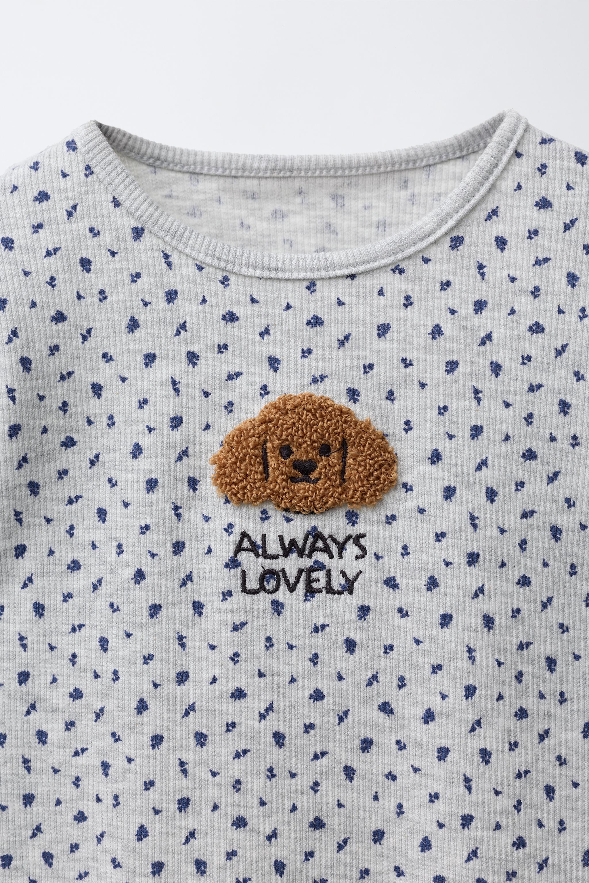 FLORAL AND ANIMAL TERRY PATCH RIBBED T-SHIRT