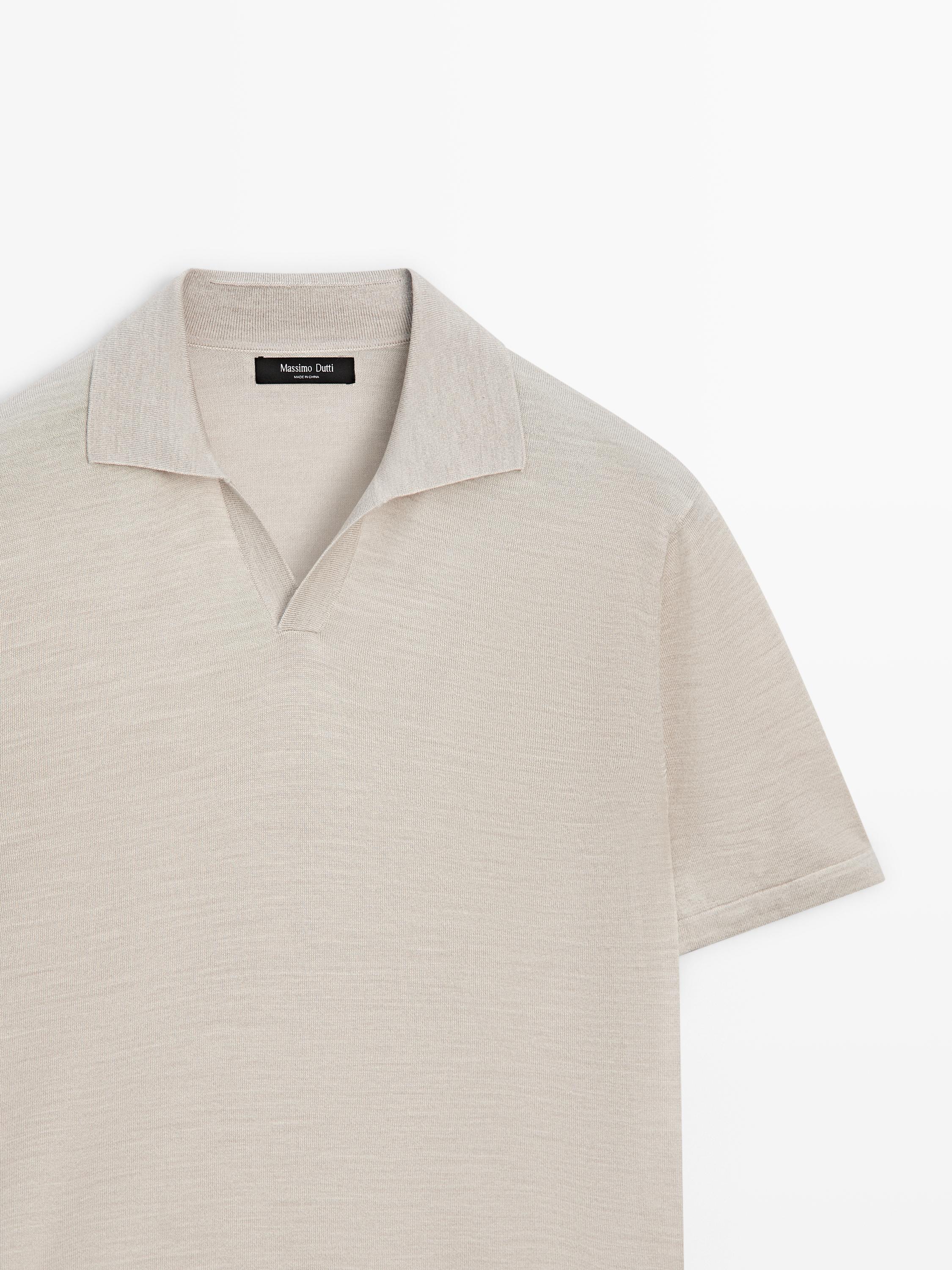 Knit V-neck polo shirt