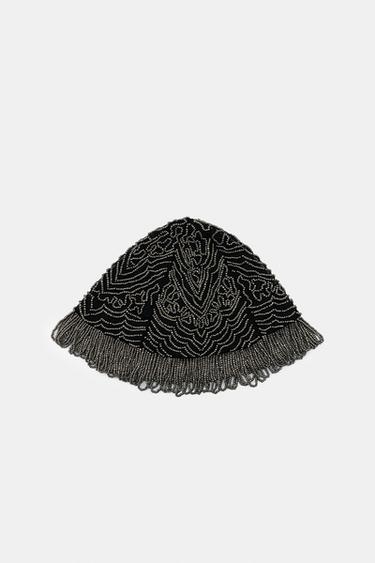 BEADED FRINGED CAP - Black by Zara - Image 0