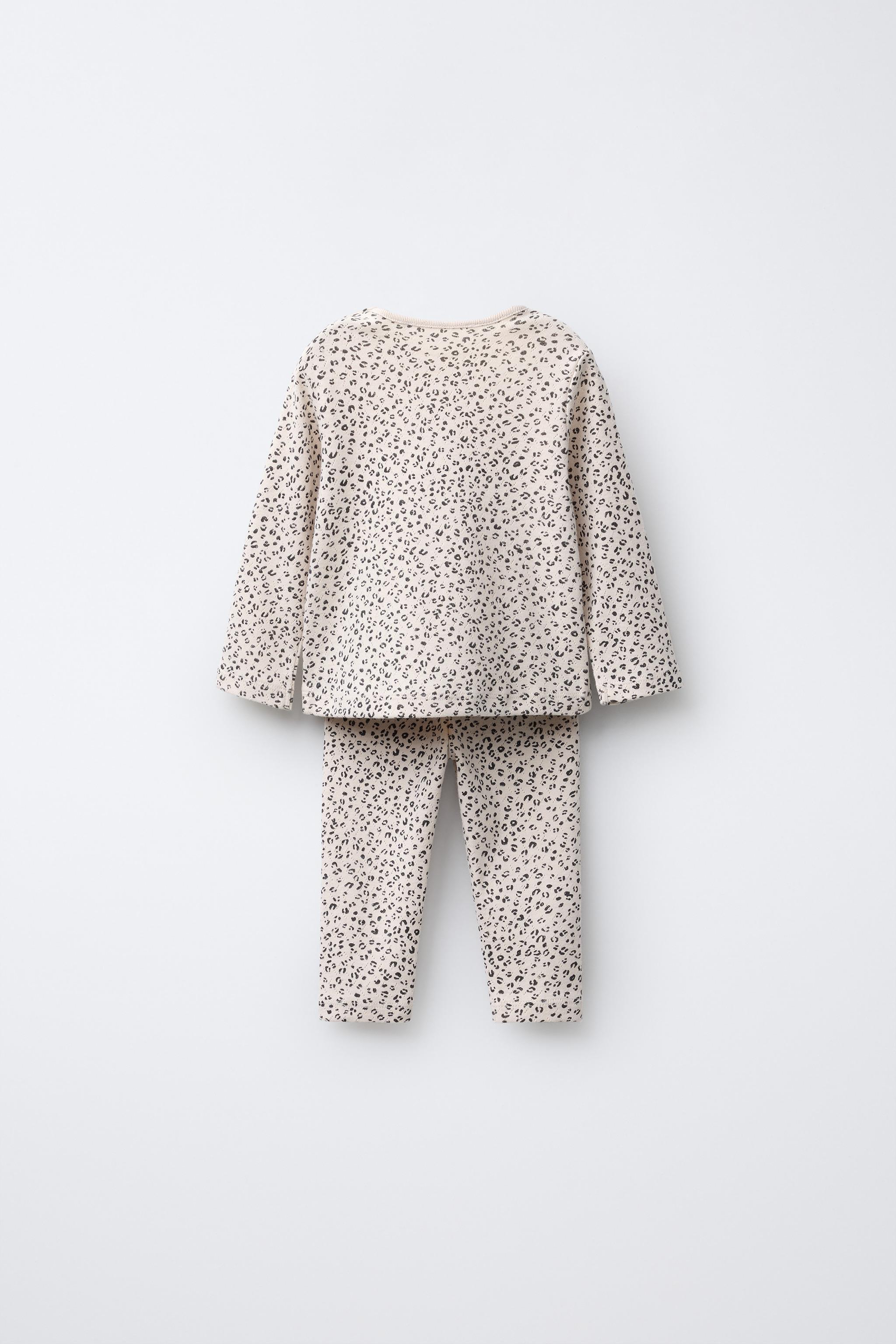 POINTELLE ANIMAL PRINT TOP AND LEGGINGS SET - Ecru | ZARA United